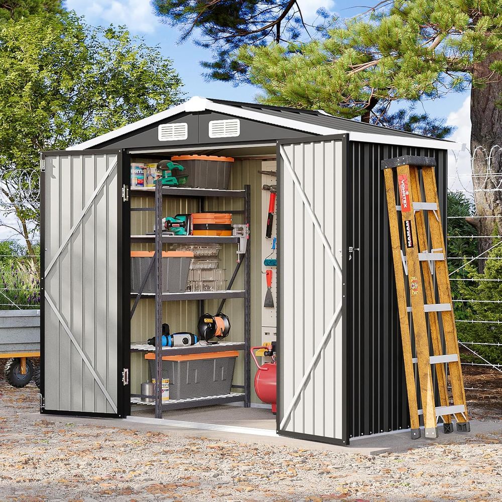 6x4 Outdoor Storage Shed, Meta - Gardening Tools Of recensie en prijs