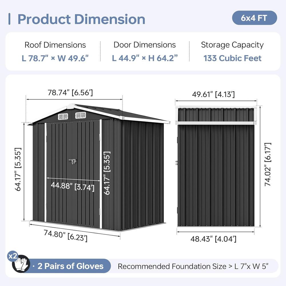 6x4 Outdoor Storage Shed, Meta - Gardening Tools Of recensie en prijs
