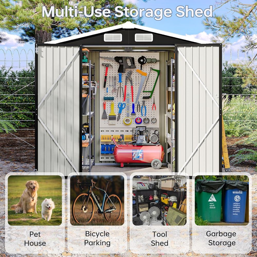6x4 Outdoor Storage Shed, Meta - Gardening Tools Of recensie en prijs