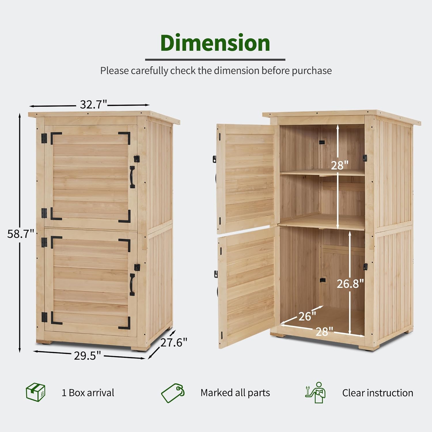 30in Deep Wood Outdoor Storage - Gardening Tools Of recensie en prijs