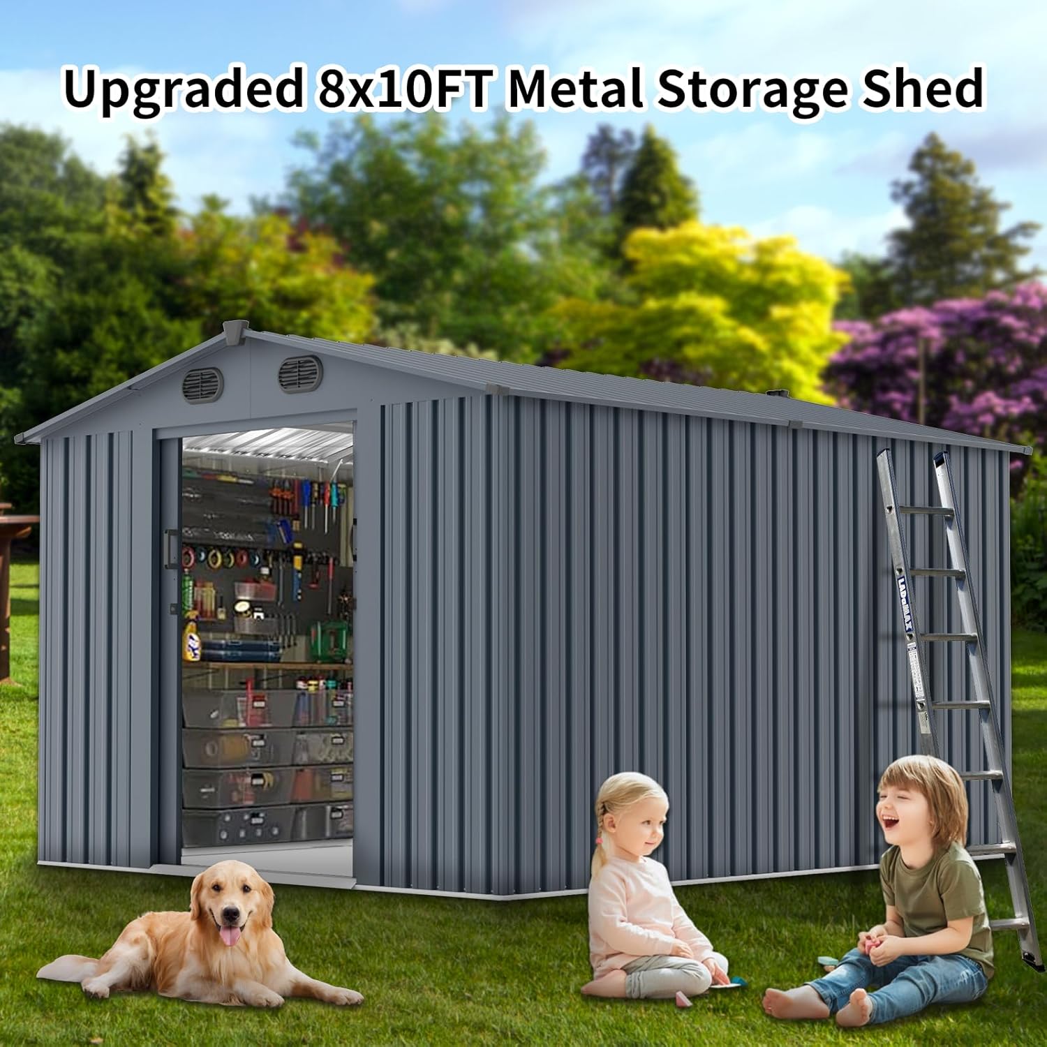 Outdoor Storage Shed 8x10 FT w - Gardening Tools Of recensie en prijs