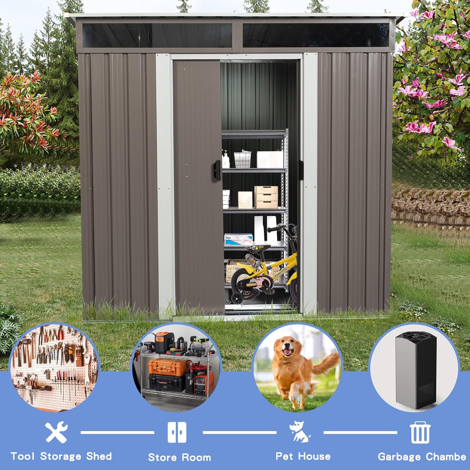 6X5 FT Outdoor Storage Shed, W - Gardening Tools Of recensie en prijs